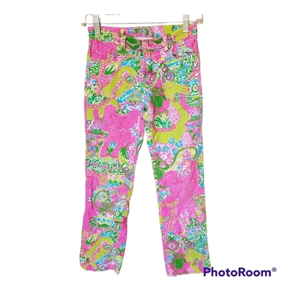 Lilly Pulitzer girls corduroy pants 10 elephant pattern - Picture 1 of 6